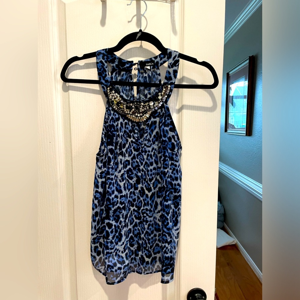 Faisa size small‎ embellished, animal, print top. Fully lined.